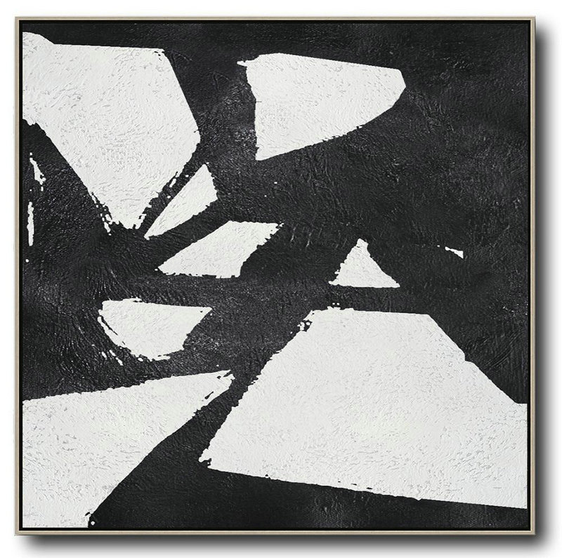 Hand Painted Extra Large Abstract Painting,Oversized Minimal Black And White Painting - Lounge Wall Decor